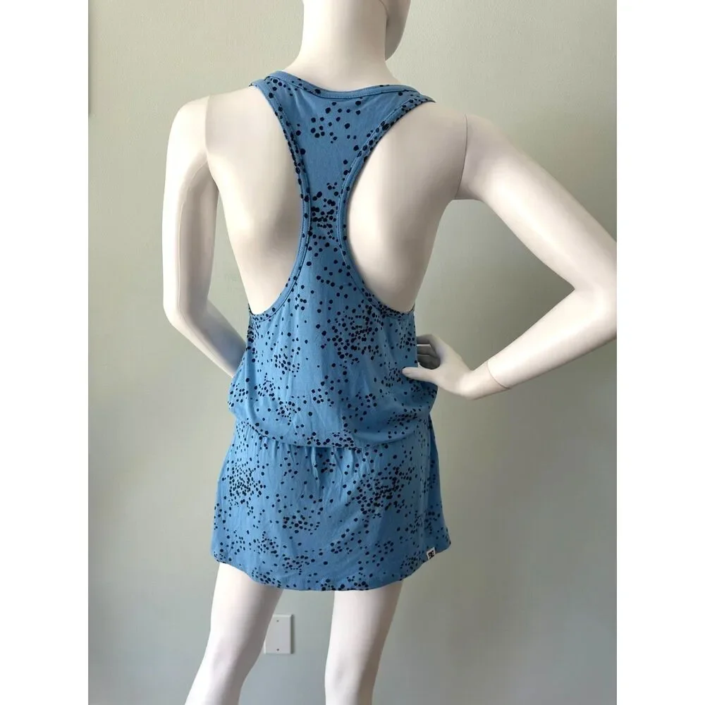DC Shoes Drop Waist Tank Dress Mini Blue Black Splatter Logo Jersey Y2K Size XS